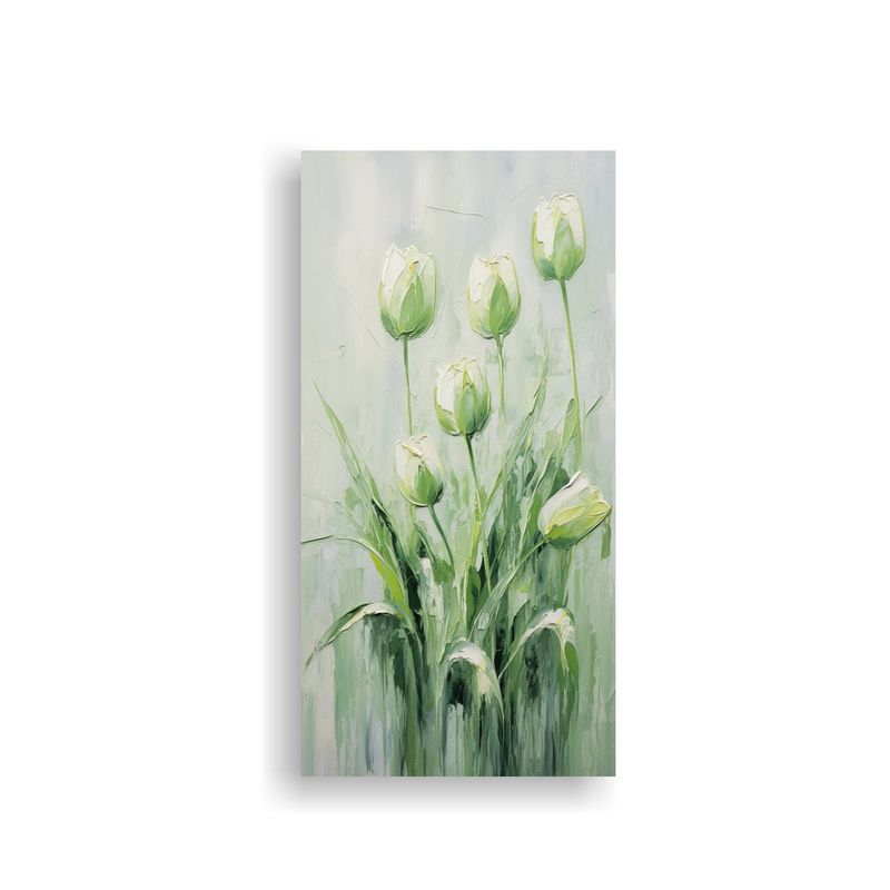 GENERICO - Cuadro Moderno Creatividad Con Tulipanes Verdes 40x80 Cm
