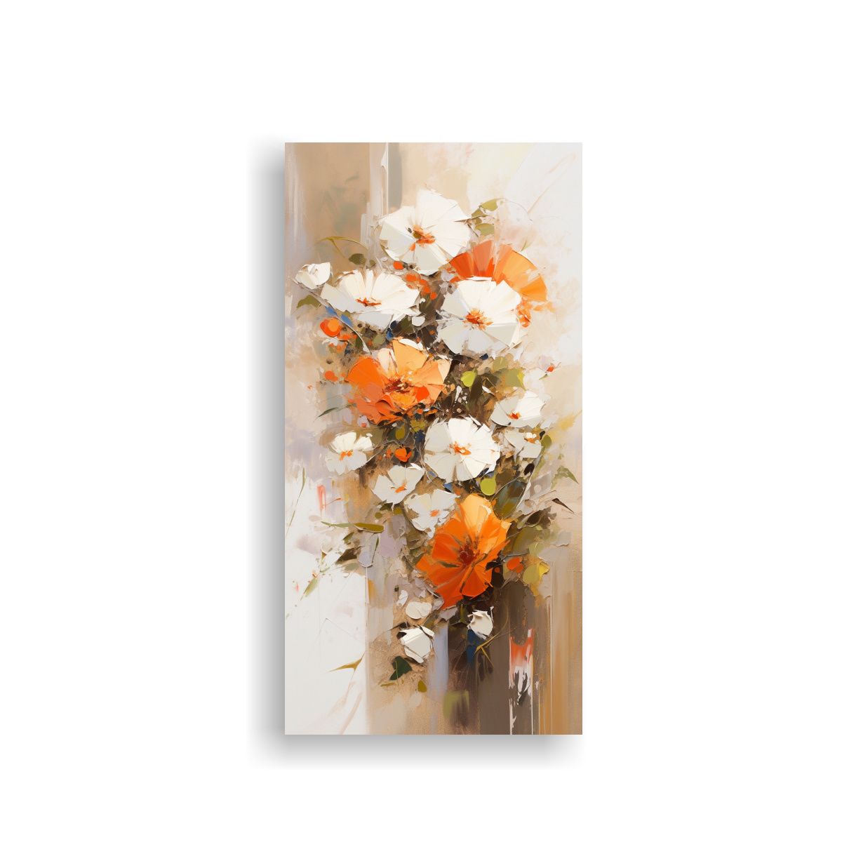 GENERICO - Lienzo Para Cocina Con Flores Blancas Y Naranjas 30x60 Cm