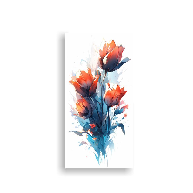 GENERICO - Paisaje Floral De Tulipanes En Acuarelas 30x60 Cm