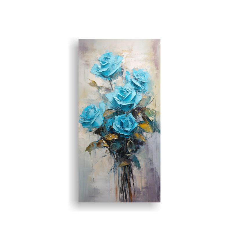 GENERICO - Pintura De Rosas Turquesa En Lienzo Al Estilo 70x140 Cm