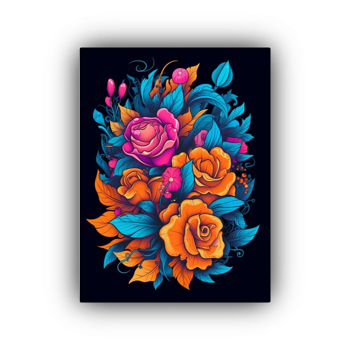 GENERICO - Diseño Floral Creativo Y Vibrante En Habitación 80x120 Cm