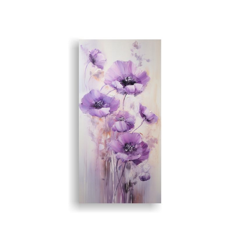 GENERICO - Pintura En Lienzo Colorida De Amapolas Moradas En 70x140 Cm