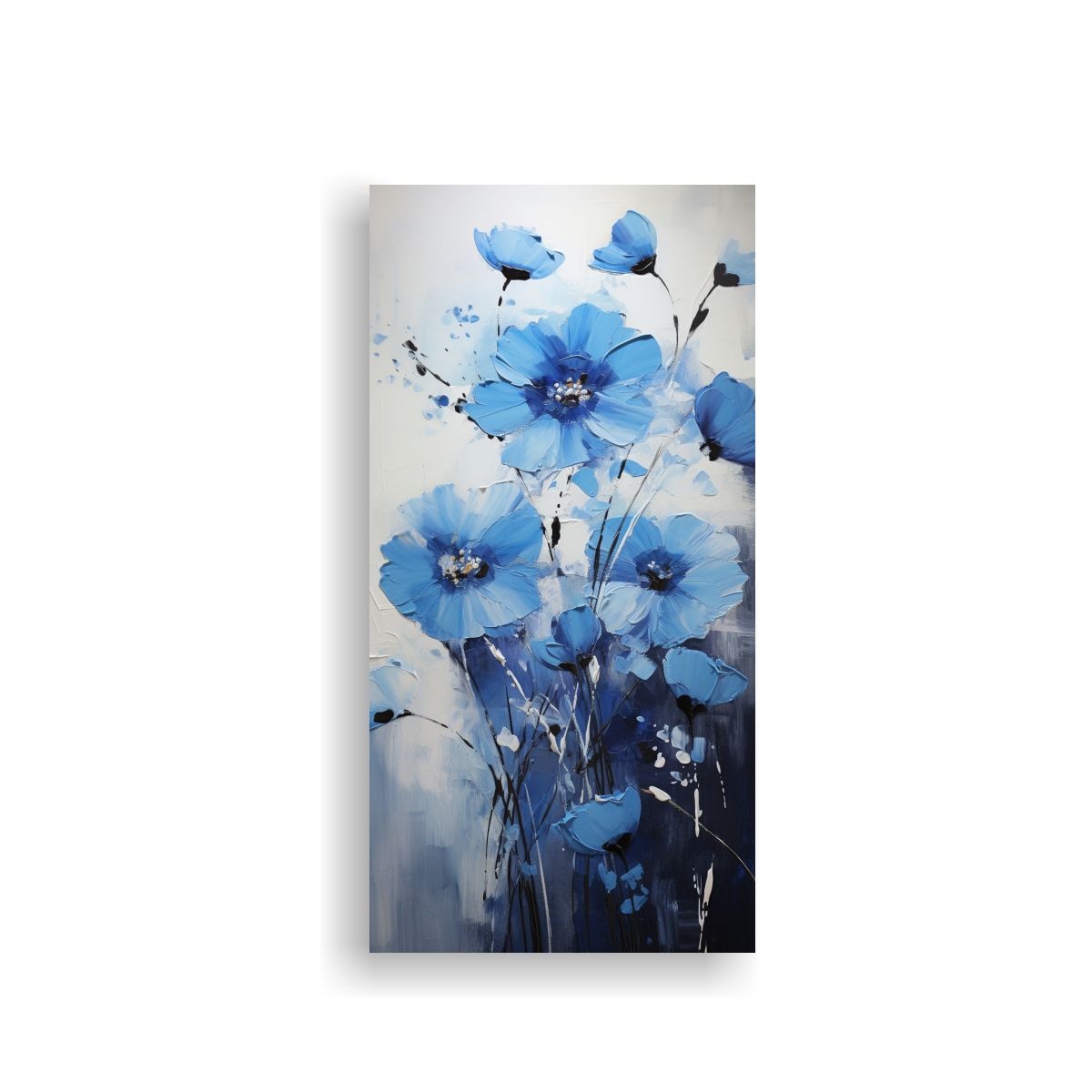 GENERICO - Pintura En Bastidor Luminosidad Flores Negras Y 60x120 Cm