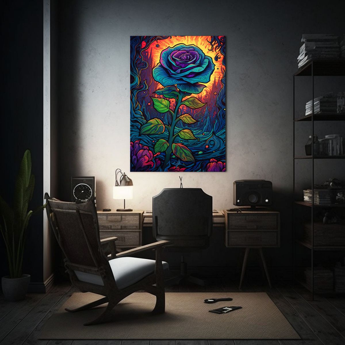 GENERICO - Cuadro Decorativo De Lienzo Sublimado Con Rosa 80x120 Cm