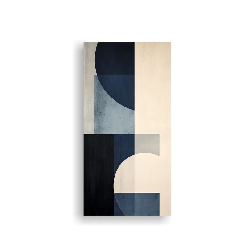GENERICO - Pintura Abstracta Azul Y Gris En Lienzo Blanco 30x60 Cm