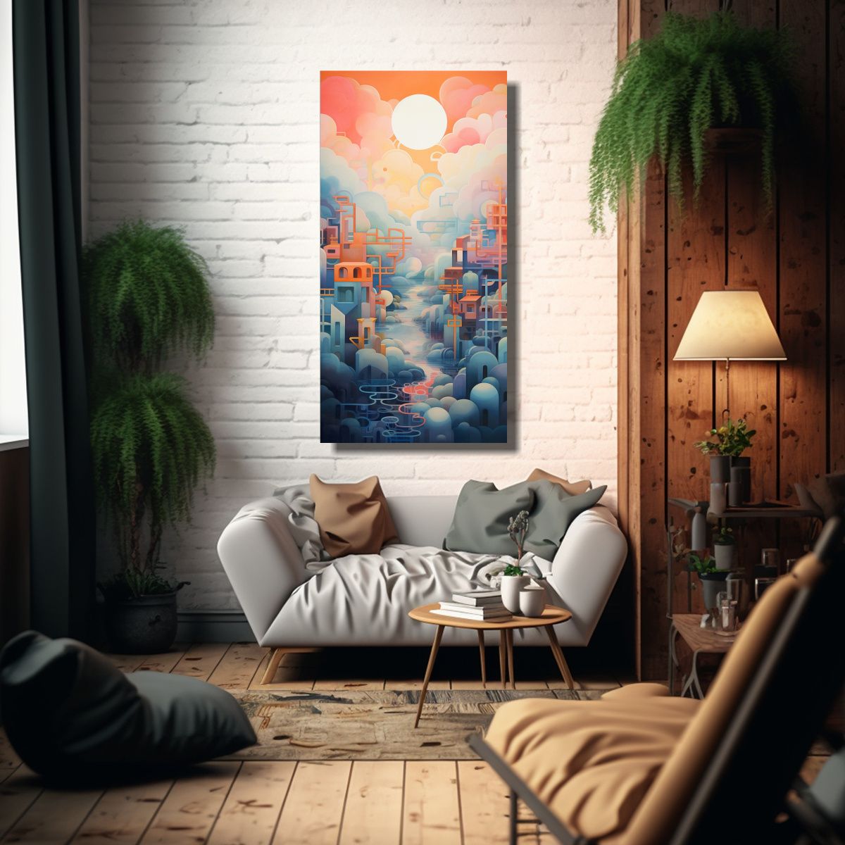 GENERICO - Cuadro Abstracto Decorativo Gradientes Suaves 40x80 Cm