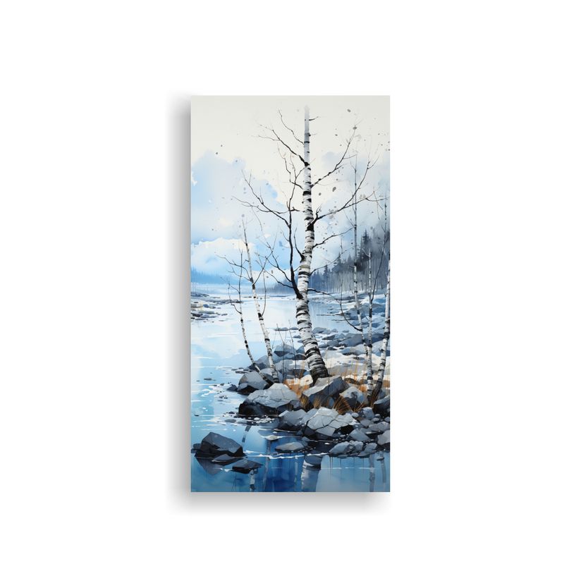 GENERICO - Pintura Abstracta De Un árbol De Abedul Bonsái 50x100 Cm