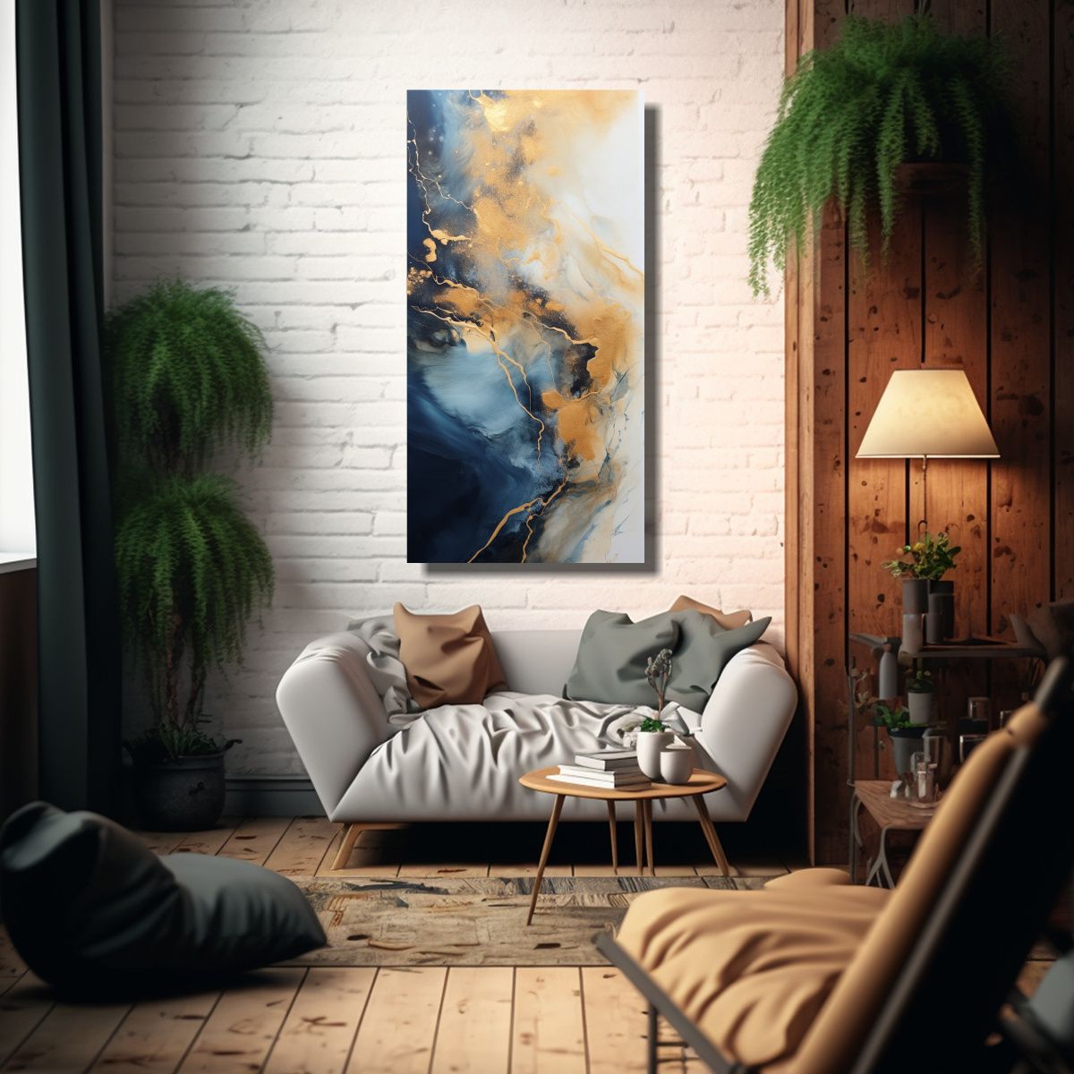 GENERICO - Arte Pared Abstracto Acuarela Flujo Acrílico 70x140 Cm