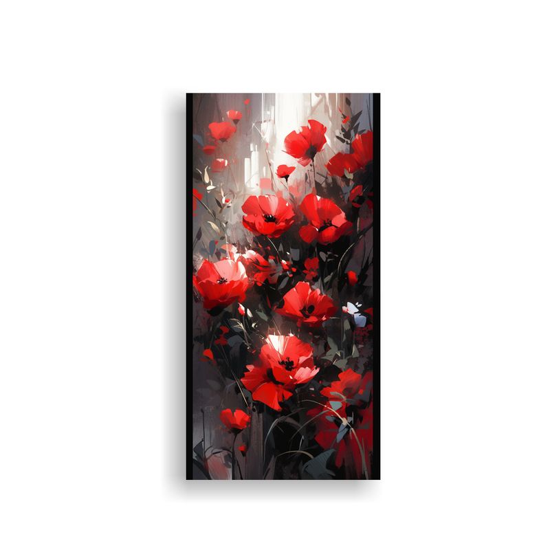 GENERICO - Lienzo Acuarela De Flores En Colores Rojo Y Negro 50x100 Cm