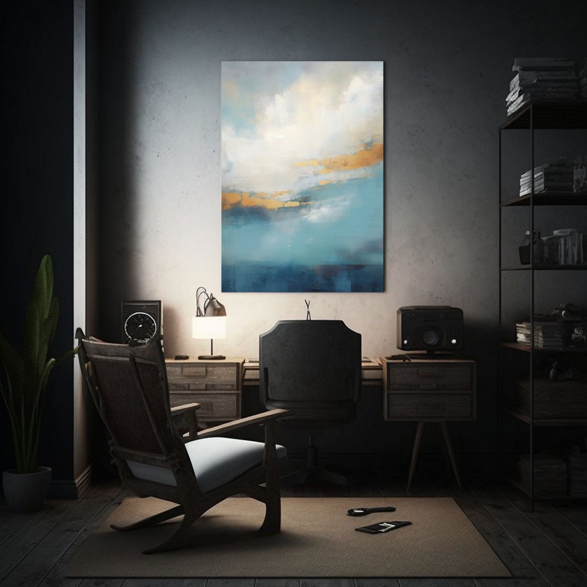 GENERICO - Cuadro Abstracto De óleo Costero Con 80x120 Cm