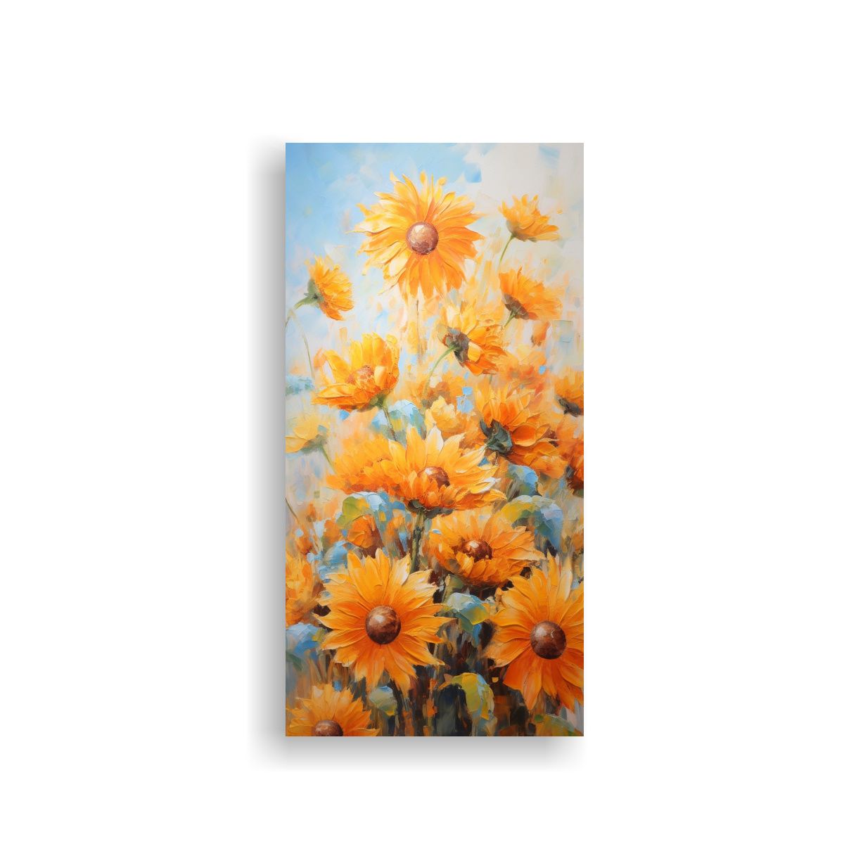 GENERICO - Pintura Conceptual De Girasoles Naranjas En 50x100 Cm