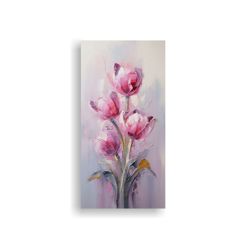 GENERICO - Pintura Tulipanes Rosa Profundo En Lienzo Estilo 50x100 Cm