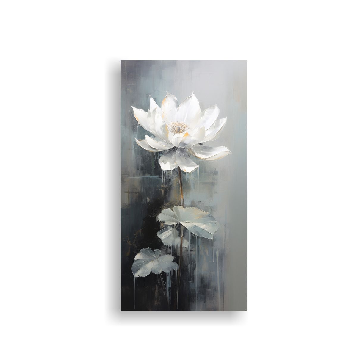 GENERICO - Pintura Abstracta De Loto Negro En Lienzo Estilo 50x100 Cm