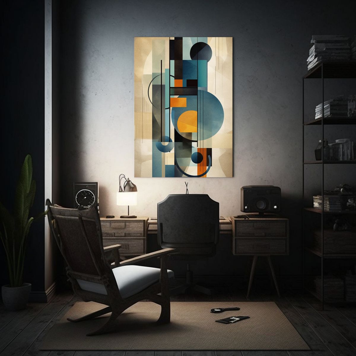 GENERICO - Cuadro Conceptual Poder En Tonos Azul Grisáceo Y 80x120 Cm