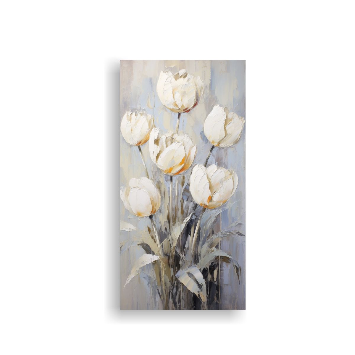GENERICO - Pintura En Lienzo De Tulipanes Blancos En Estilo 30x60 Cm.