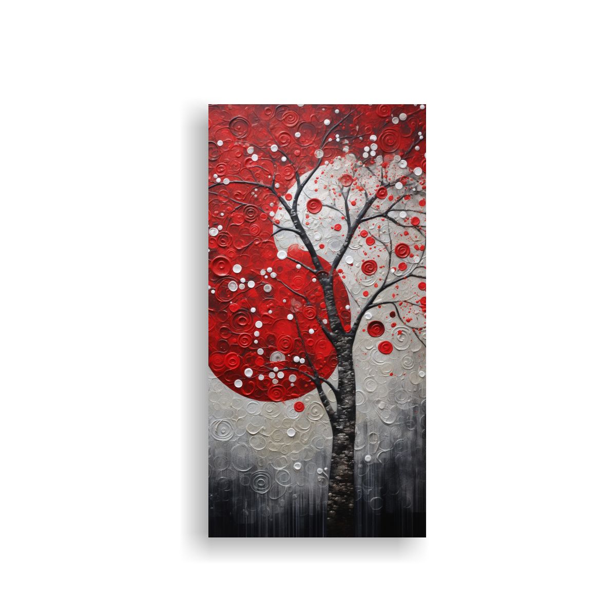 GENERICO - Lienzo Espectacular Árbol En Rojo Y Plata En 50x100 Cm