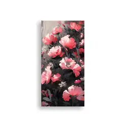 GENERICO - Cuadro De Flores Negras Y Rosadas En Lienzo Para 60x120 Cm