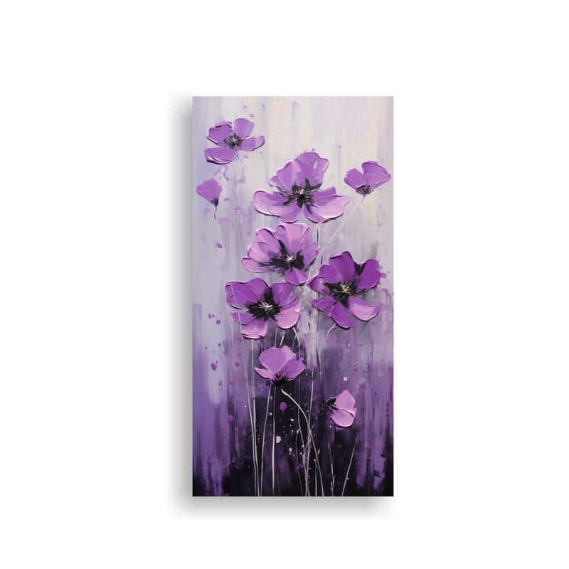 GENERICO - Pintura En Lienzo De Flores En Colores Morado Y 50x100 Cm