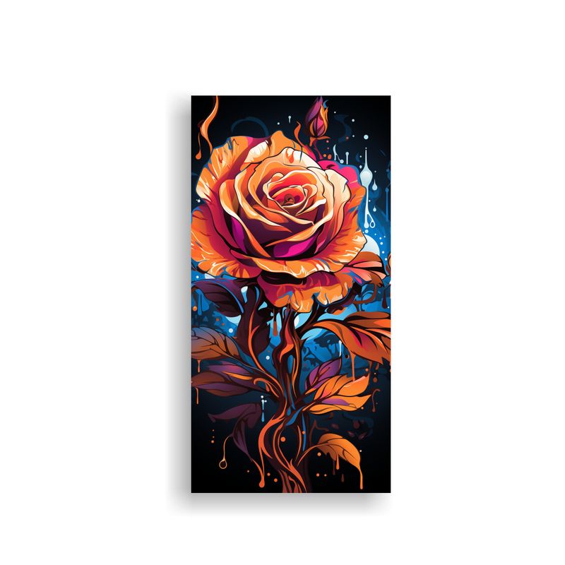 GENERICO - Pintura Acuarela Estilo Graffiti De Rosa 40x80 Cm