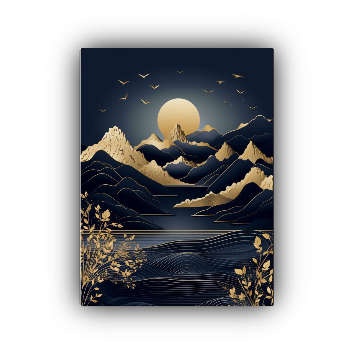 GENERICO - Paisaje Con Montaña Dorada Diseño De Papel 80x120 Cm