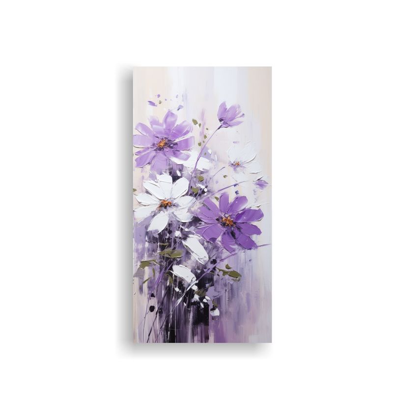 GENERICO - Pintura Abstracta De Flores En Lienzo En Tonos 80x160 Cm