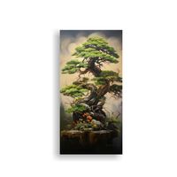 Pintura Abstracta De árbol Bonsái De Pino 40x80 Cm