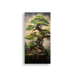 GENERICO - Pintura Abstracta De árbol Bonsái De Pino 40x80 Cm
