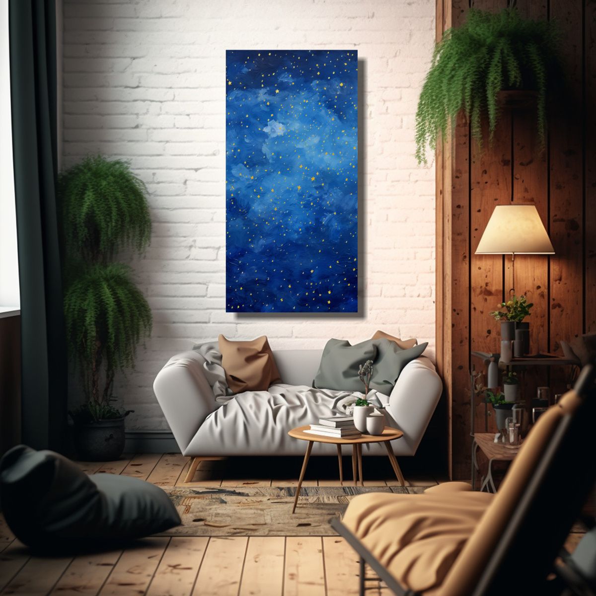 GENERICO - Pintura Impresionista Del Cielo Nocturno Con 50x100 Cm