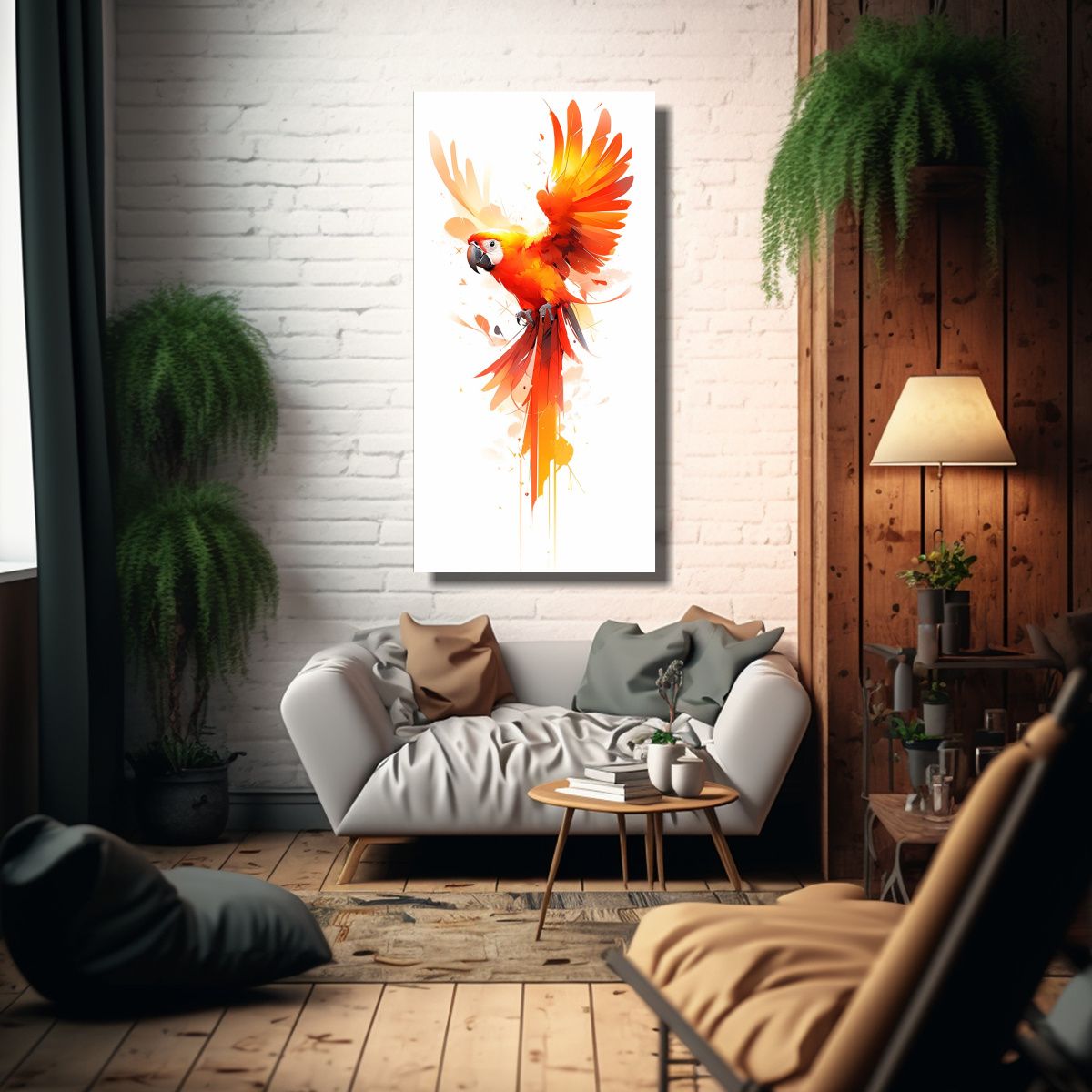 GENERICO - Cuadro Vanguardia Duradero Macaw Naranja Pop Art 20x40 Cm