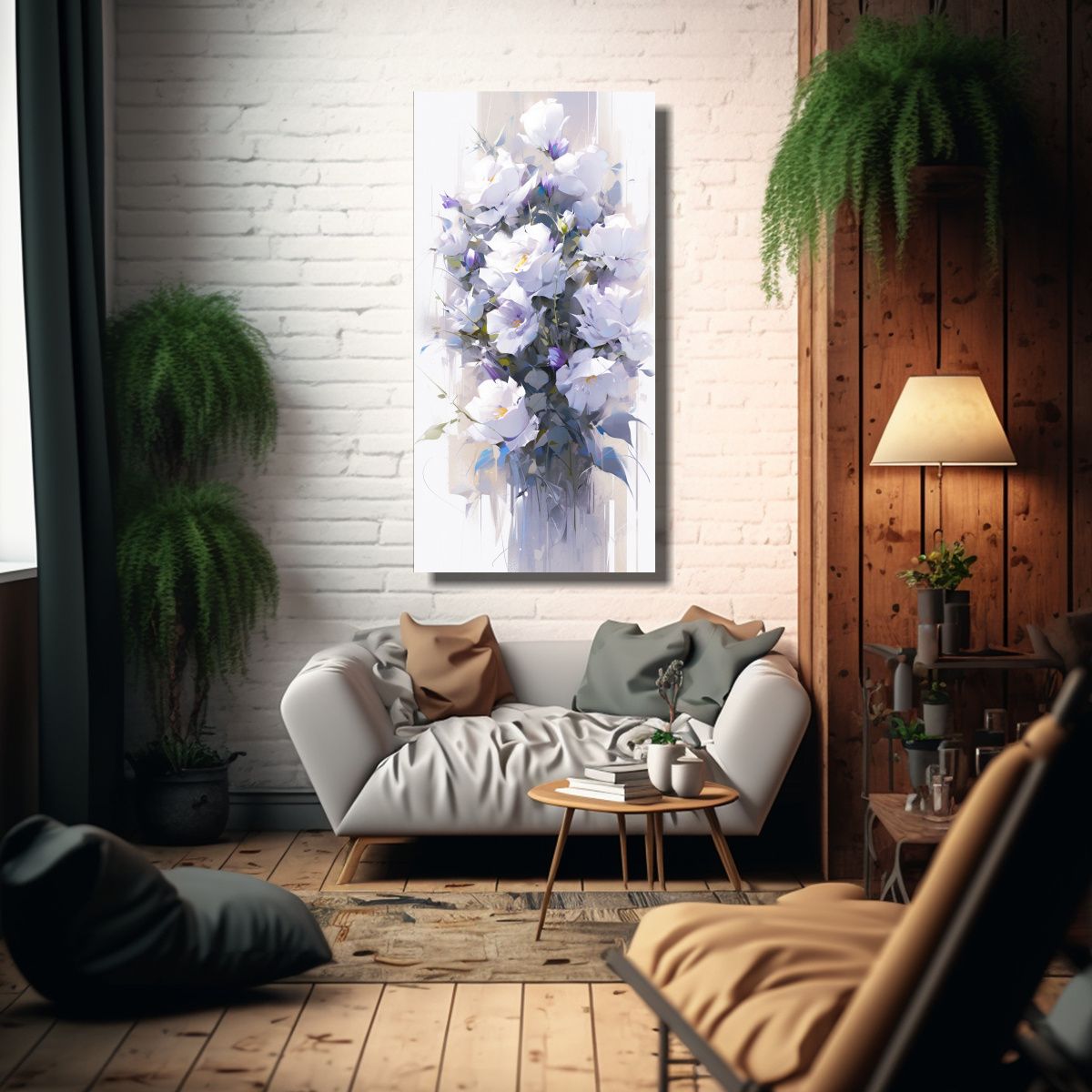 GENERICO - Pintura De Flores Moradas Y Blancas Para 60x120 Cm