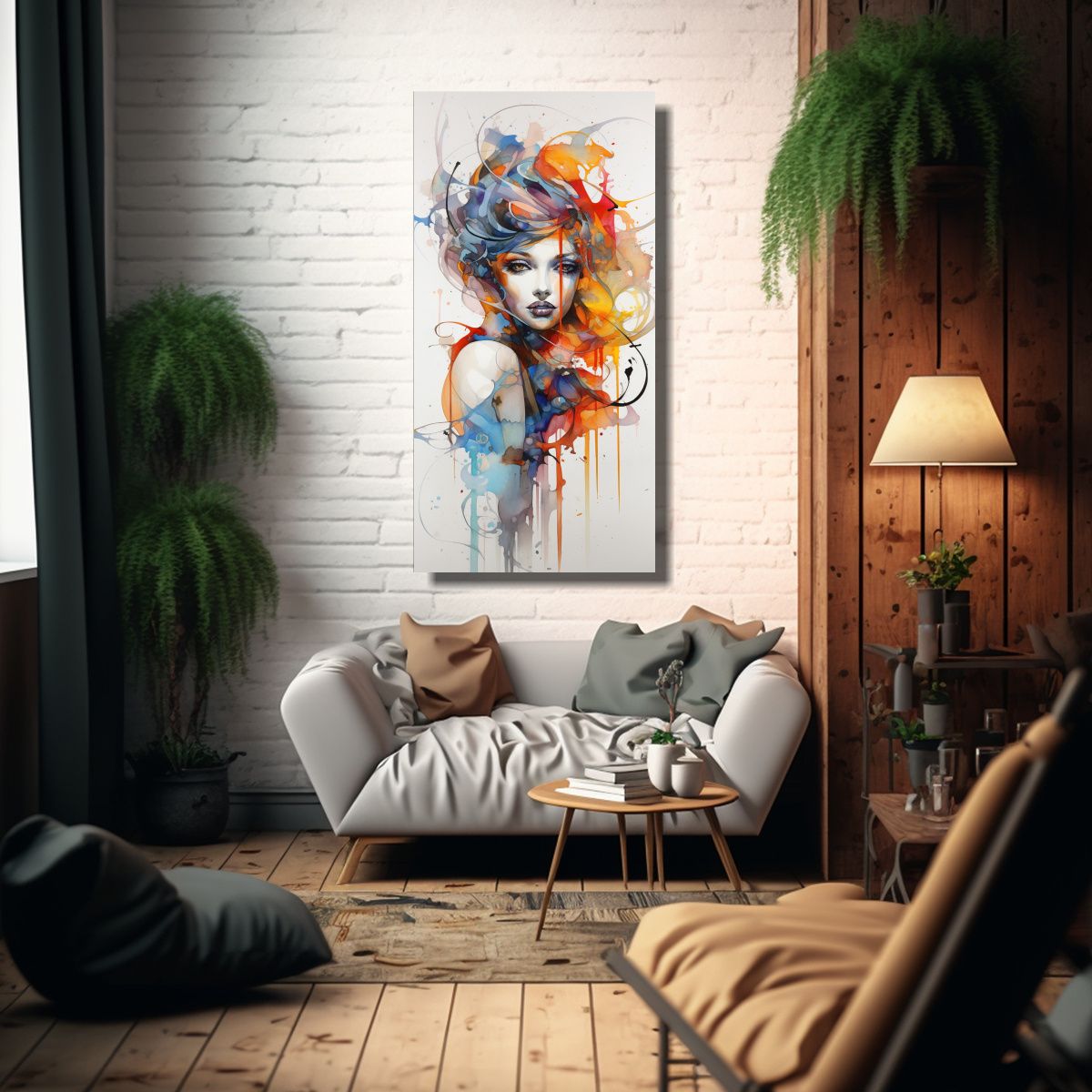 GENERICO - Pintura Abstracta Acuarela Floral De Alta Calidad 40x80 Cm.