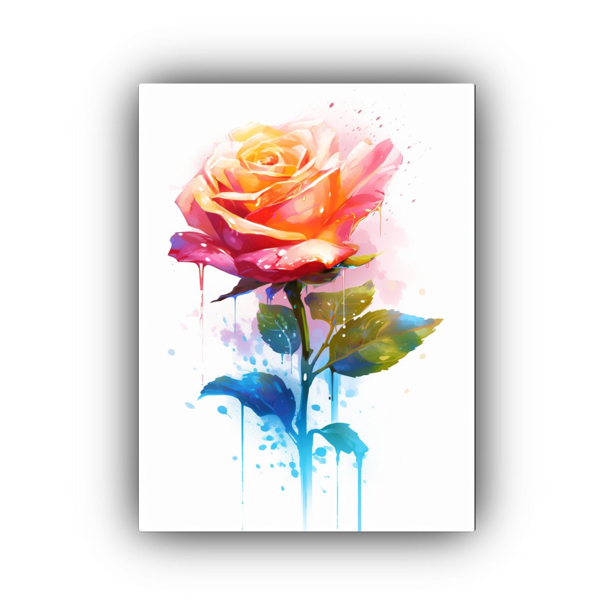 GENERICO - Cuadro Acuarela De Una Rosa Floreciente Arte 80x120 Cm