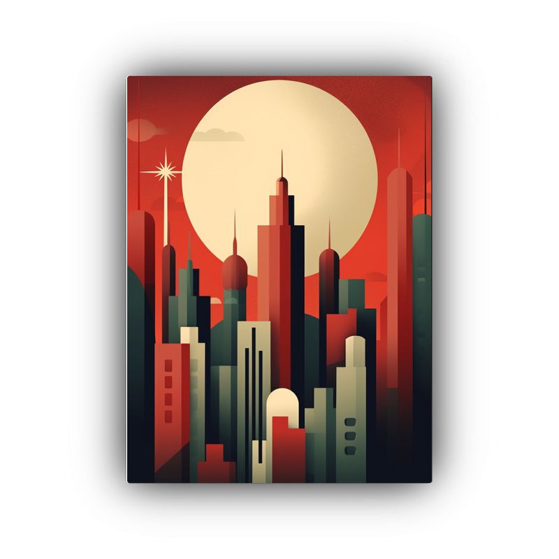 GENERICO - Cuadro Ciudad Retro Con Expresividad Para 80x120 Cm
