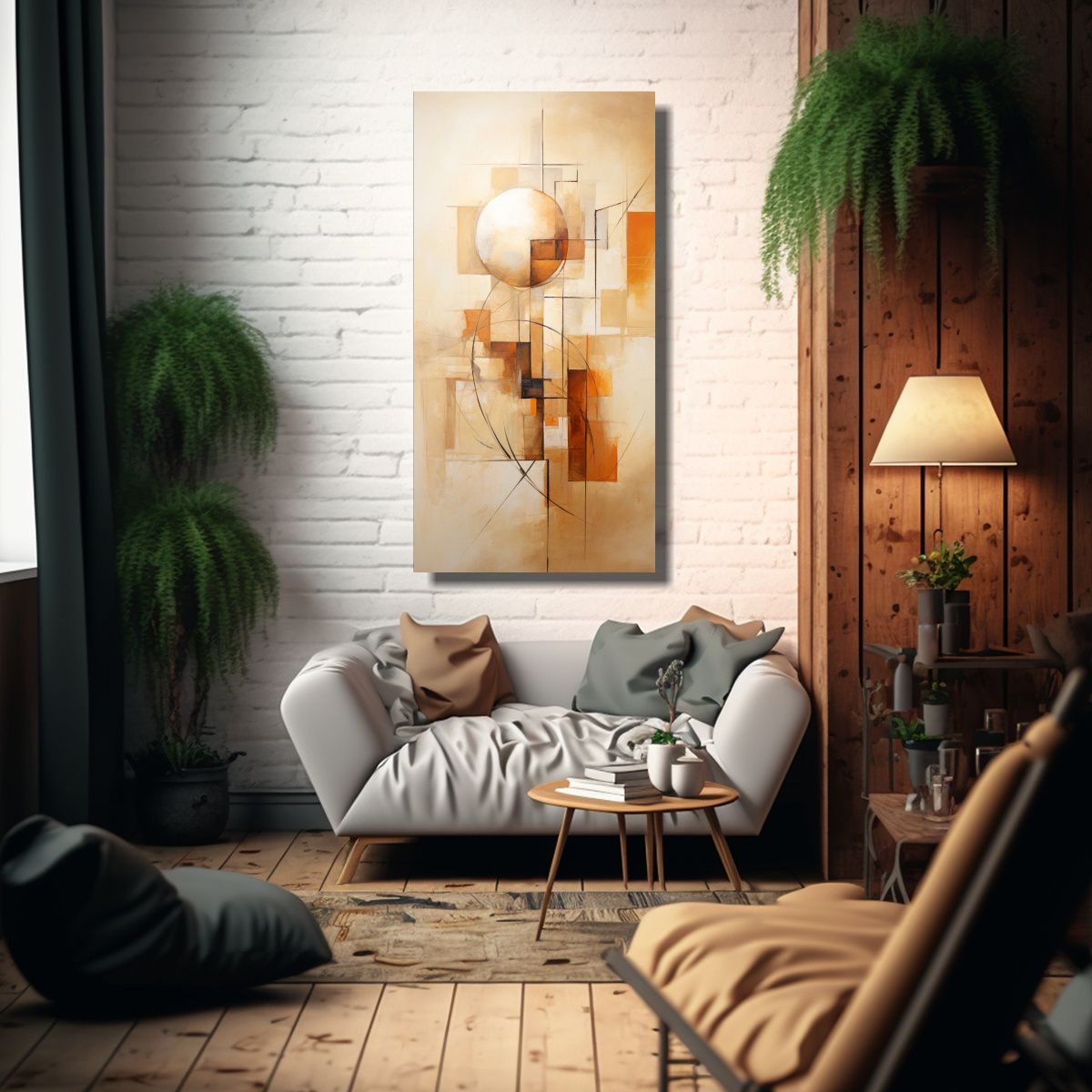 GENERICO - Cuadro Abstracto Beige De Arte Imagen Pop Art En 80x160 Cm