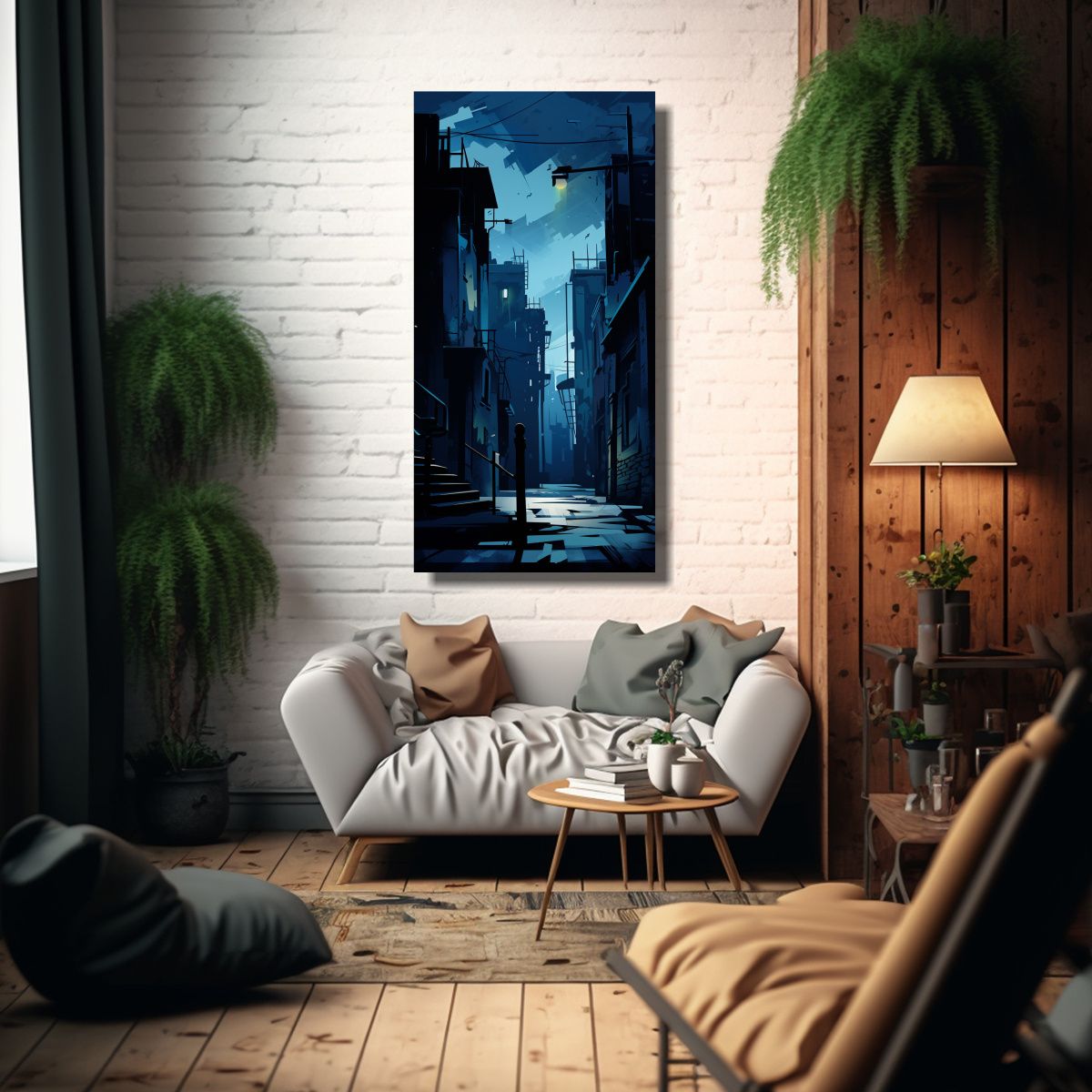 GENERICO - Pintura Decorativa Abstracta De Escena Urbana 30x60 Cm