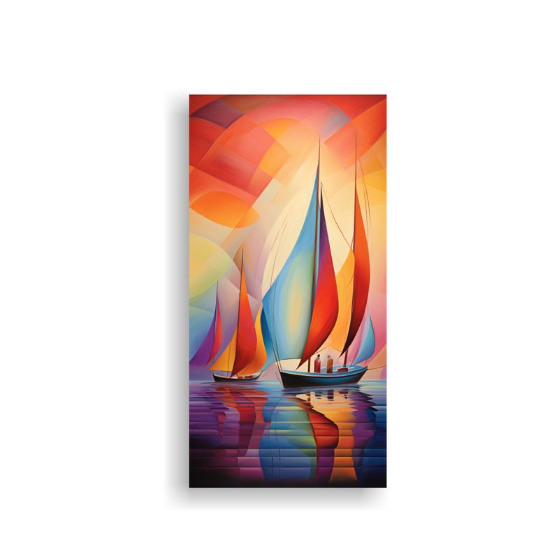 GENERICO - Pinturas Abstractas De Barcos En Poderoso Dibujo 50x100 Cm