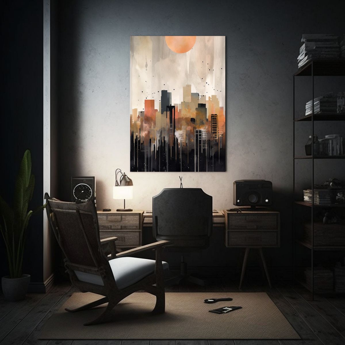 GENERICO - Cuadro Minimalista Ciudad Con Skyline En 80x120 Cm