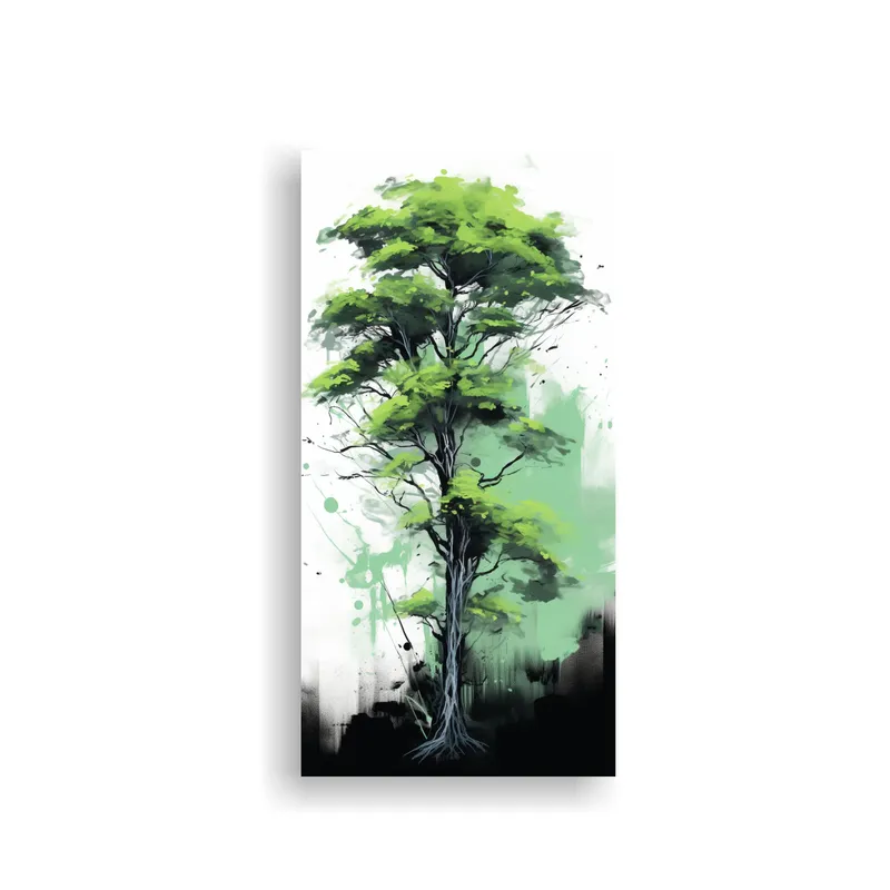 GENERICO - Cuadros Modernos Kauri Tree En Verde Y Negro 70x140 Cm