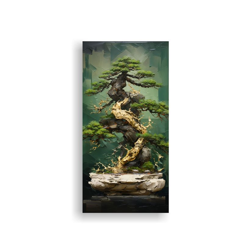 GENERICO - Pintura Abstracta De árbol Bonsai De Pino En 60x120 Cm