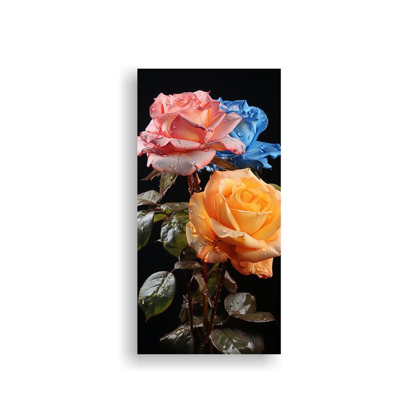 GENERICO - Cuadro Abstracto Flores De Rosas Hybrid Tea Pop 60x120 Cm