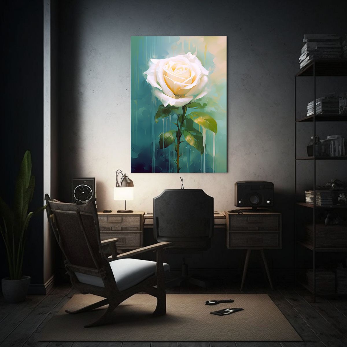 GENERICO - Tela En Bastidor De Rosa Estilo Esmeralda Claro 80x120 Cm