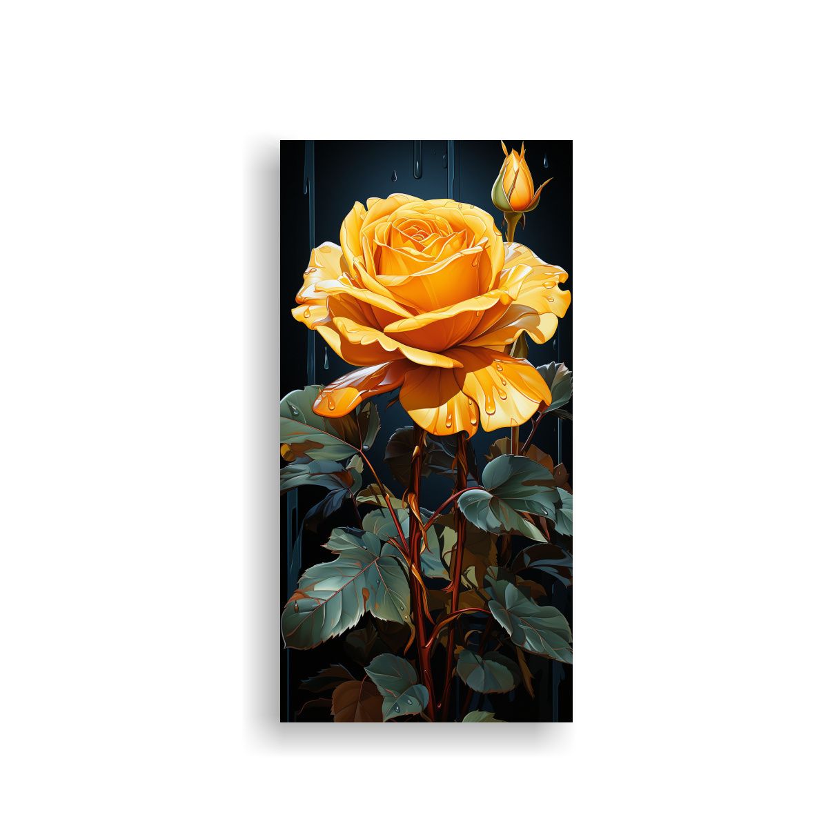 GENERICO - Pintura Decorativa De Una Rosa Amarilla Brillante 50x100 Cm