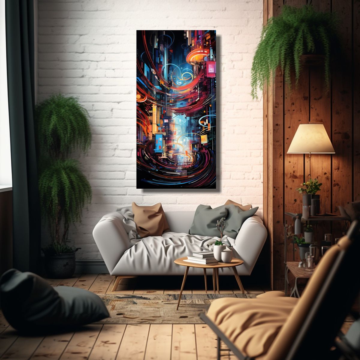 GENERICO - Cuadro Inspiración Surrealista Patrones 40x80 Cm.