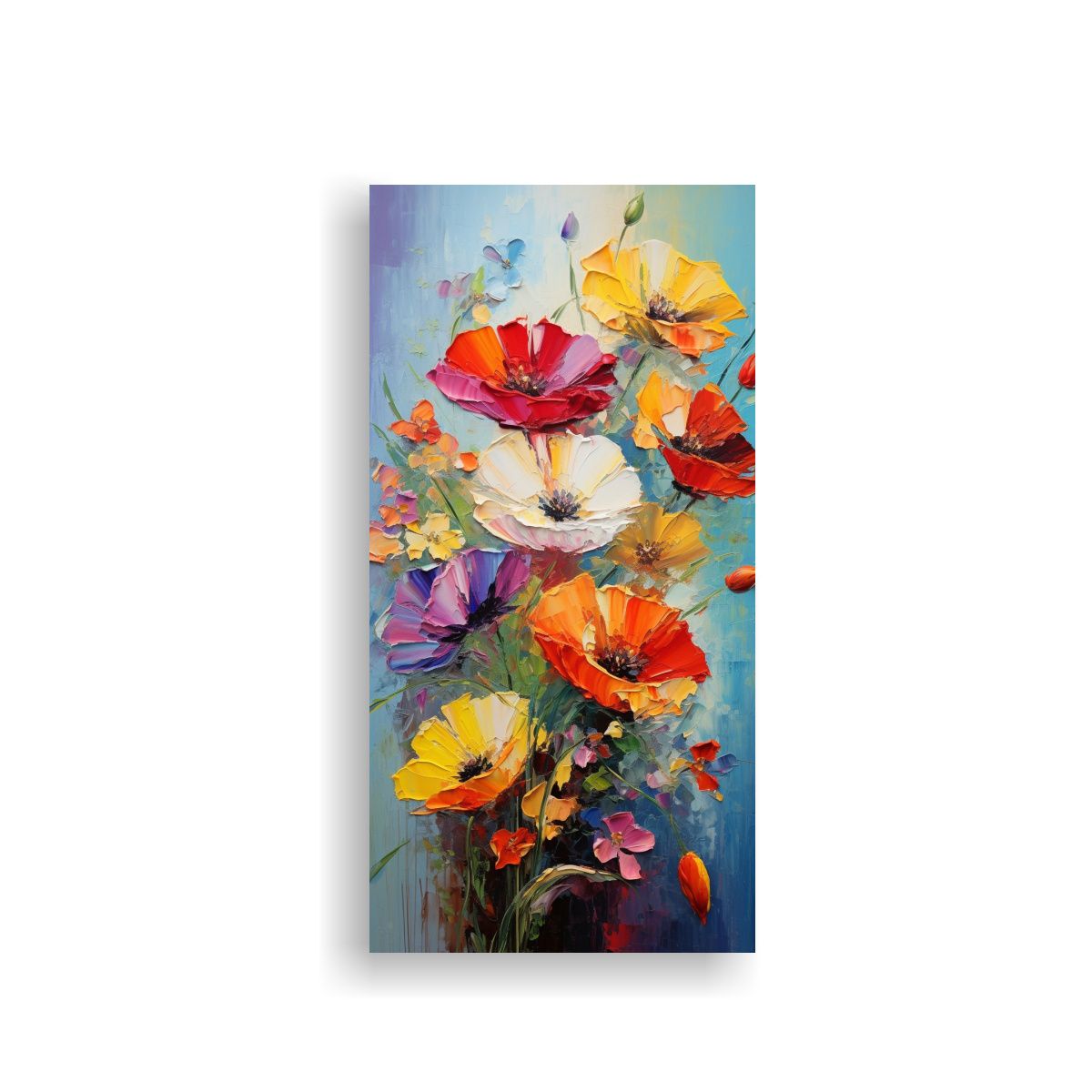 GENERICO - Cuadro Colorido De Amapolas En Un Lienzo Para 70x140 Cm