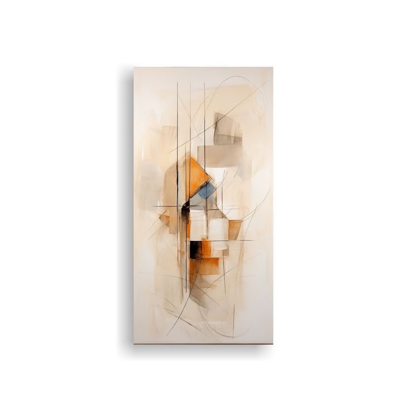 GENERICO - Pintura Abstracta Exclusiva En Lienzo Beige 30x60 Cm