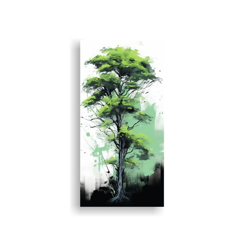 GENERICO - Cuadros Modernos Kauri Tree En Verde Y Negro 30x60 Cm