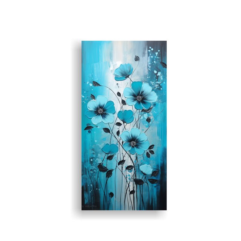 GENERICO - Pintura Lienzo Flores Naturaleza Viva Turquesa Y 50x100 Cm