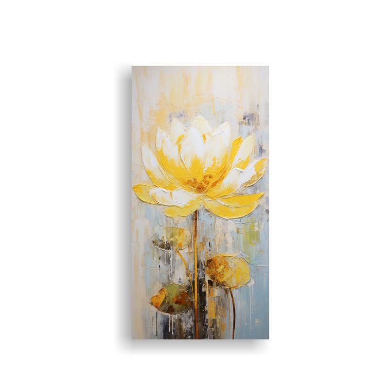 GENERICO - Pintura En Lienzo Estilo Lotus Amarillo De 70x140 Cm
