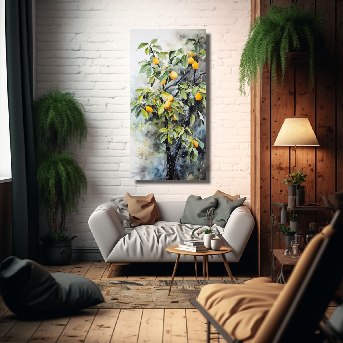 GENERICO - Pintura Acuarela Abstracta Colores árbol Mango 60x120 Cm