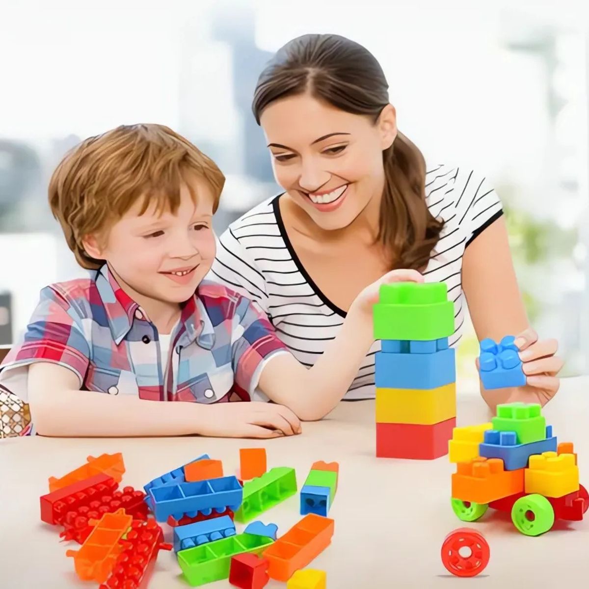 KUANGYE - 150 Bloques De Construcción En Caja Plastica Para Niños